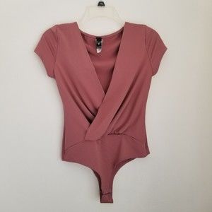 Windsor Body Suit Womens S Wrap Front Design Plunge V-Neck High Waist Snap Thong